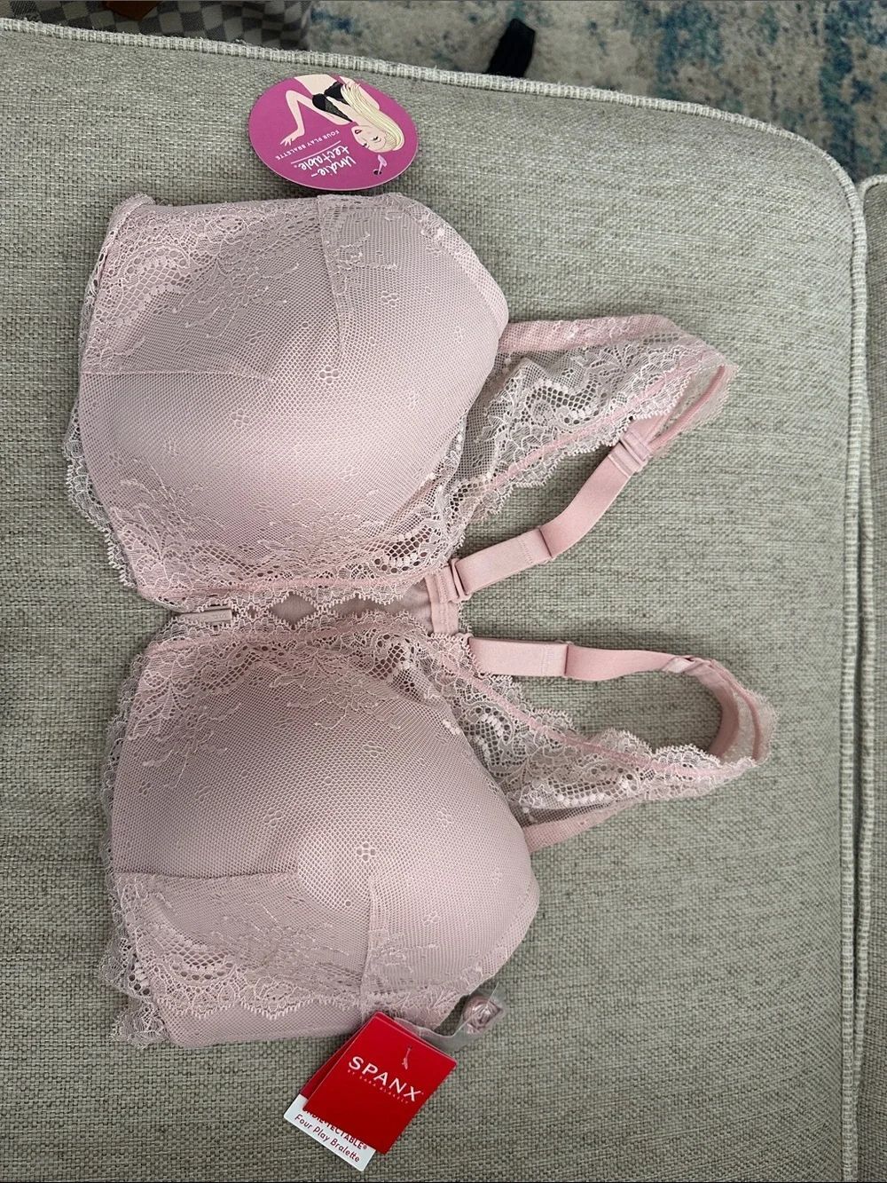 NWT SPANX Undie-Tectable Four Play Lace Bralette in Rosey Pink